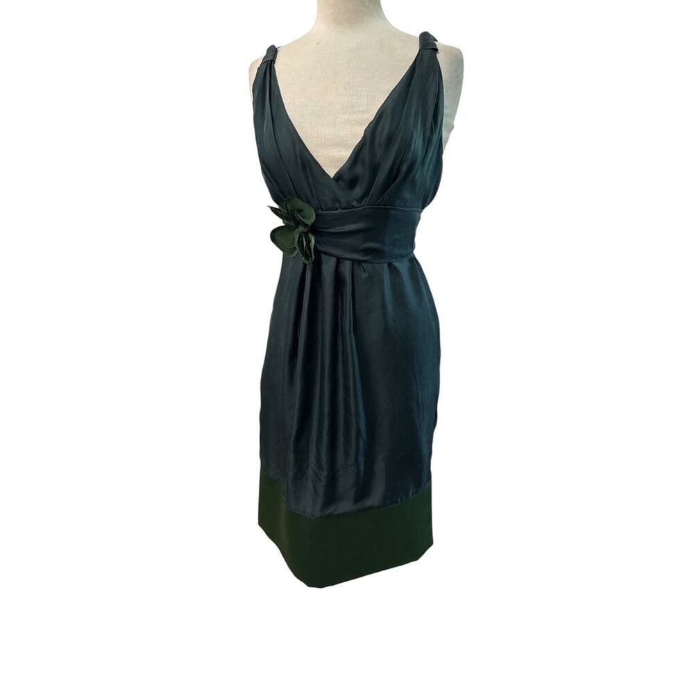 Vera Wang Deep Teal and Forest Green Satin Wedding Dress